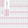 Patelai 100 Pieces 1.2 ml Clear Mini Lip Gloss Tube Refillable Empty Lip Balm Gloss Containers for DIY Makeup, Pink