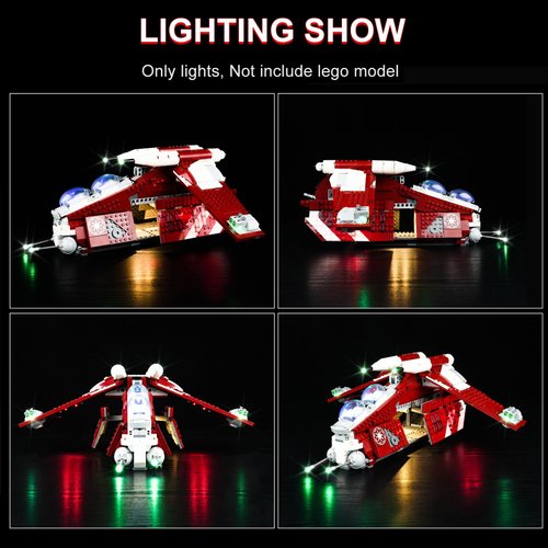 DALDED LED Lighting Kit for Lego Star Wars: The Clone Wars Coruscant Guard Gunship 75354, LED Light Compatible with Lego 75354 Building Block Models (Remote Control Version)