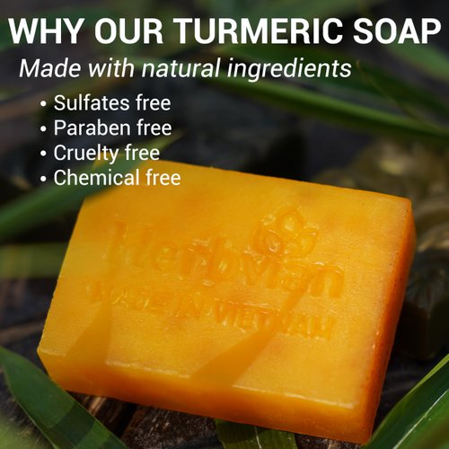 2 PCS Natural Vietnamese Turmeric & Lemongrass Soap Bar, Mosquito Repellent Soap, Turmeric Soap For Face and Body, Back Acne Bath Body Soap, Anti-Acne Cleansing, Christmas Gift for Men, Women, Teen