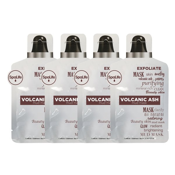 Spa life Exfoliate Unclog Purifying Mineral Rich Clean Beauty Mud Mask 4 pack (VOLCANIC ASH, MUD MASK)