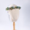 KorViSHOW Handmade Dried Flower Crown - Golden Green Leaves Blue Fairy Flower Headband Floral Headpiece for Women Girls Teens Kids Hawaiian Party Wedding Beach Festival