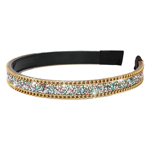 Jaciya Rhinestone Headband Crystal Bling Rainbow Headband for Women Girls Hair Accessories Gold Metal Chain Headband Glitter Sparkle Hairband Women's Fashion Head Band