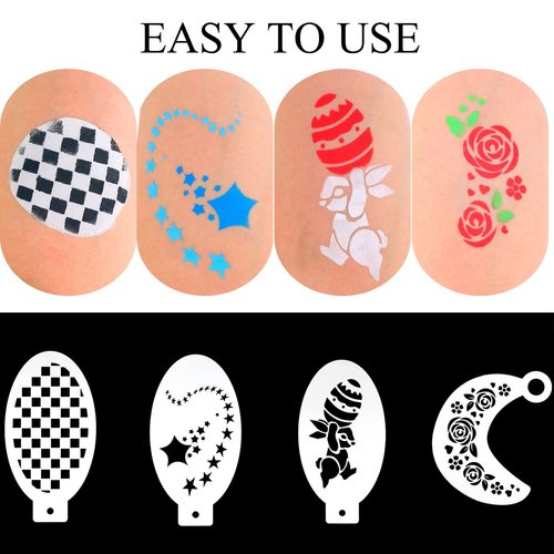 Bowitzki 5pcs Reusable Face Paint Stencils for Body Art Painting Halloween Party Makeup Temporary Tattoos Stencils (Animal Print(A))
