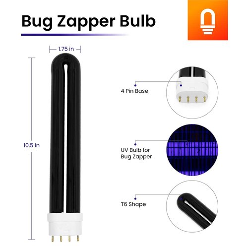 lumenivo 24 Watt Bug Zapper Replacement Bulbs for Stinger/DEJAY BK510 Replacement Bulb for Bug Zapper with 4 Pin Base for Mosquito Trap - Black Light Bulb Shape T6-1 Pack