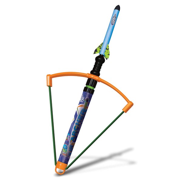 Geospace Hand Held Self Propelled AIR Archer Air Powered Flying Rocket Outdoor Toy for Boys & Girls - Includes 1 Pull & Release Air-Powered Bungee Archery Bow Launcher & 1 Safe Foam Pump Rocket