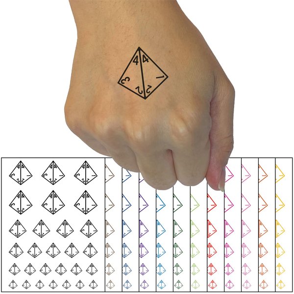 D4 4 Sided Gaming Gamer Dice Critical Role Temporary Tattoo Water Resistant Fake Body Art Set Collection - Dark Blue (One Sheet)