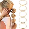 PEOVLVN 5 Pcs Hair Tie Bracelets for Women, Boho Hair Ties No Damage Elastic Hair Ties Cute Bracelet Hair Ties with Bead Ponytail Holders Hair Bands for Women Girls Hair Accessories (Beige)