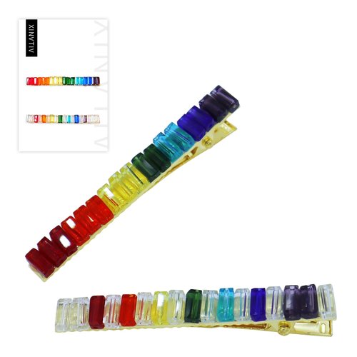 XINVTIV Rainbow Hair Clips,Cartoon Design Hair Pins,Clips Candy Color Hair,Hair Clips for Girls,2 Count Headwear Styling Tool