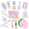 Ehome Wooden Beauty Salon Play Set Wooden Makeup Toy Set for Toddler Pretend Play Skin Care Learning Toys, Play Wood Spa Set with Face Mask Christmas Birthday Gifts for 3-8 Years Old