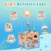 Masonbaby Wooden Activity Cube，6-in-1 Activity Cube，Wooden Activity Cube for Toddlers 1-3，Wooden Learning Toys Activity Cube for 1 Year Old, Multipurpose Educational Toy First Birthday