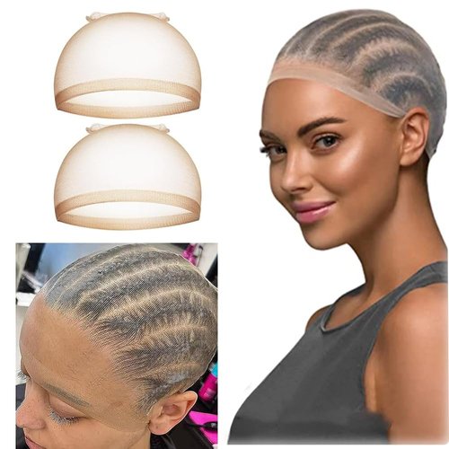 HD Wig Cap 2 PCS Ultra Thin Wig Caps Light Brown Skinlike Stretchy Nylon Wig Caps for Women Invisible Transparent HD Wig Caps for Lace Front Wigs