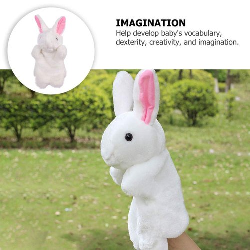 Rabbit Puppet Hand Puppets Easter Bunny Rabbit Hand Puppet Plush Animal Toys Easter Kids for Imaginative Pretend Play Stocking Storytelling (White) Puppets Hand Puppets