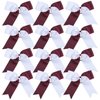 Cheerleading Bow Jumbo Cheer Bows 12 Pcs 7 Inch Ponytail Holder Cheerleader Bows Hair Tie (Maroon/White)