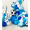 Soccer Balloon Arch Kit, Football Balloon Arch Kit with 4D Football Foil Balloons Royal Blue White Metallic Silver Latex Balloons for Baby Shower Birthday Soccer Football Party Decorations