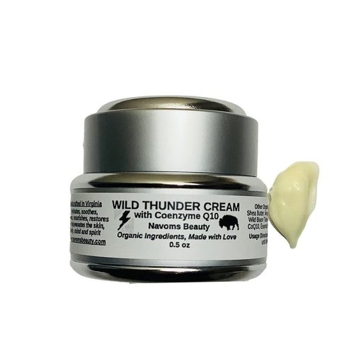 Navoms Beauty Organic Wild Thunder Face Cream with Bison Tallow & Camel Fat + Coenzyme Q10, All Skin Types, Anti Aging, All Purpose Cream, Non Vegan (0.5 oz)