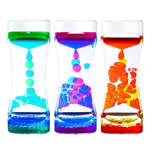 MATIRISE Liquid Motion Bubbler for Kids and Adults,3 Pack Water Timer Fidget Toy,Relaxing Oil Desk Décor,Sensory Play Hourglass,Christmas Stocking Filler Gift