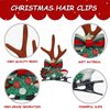 TailaiMei Reindeer Hair Clips, 2 Pairs Christmas Antlers Ears Hair Pins with Glitter Christmas tree and Santa, Cute Christmas Hair Accessory for Party Favors