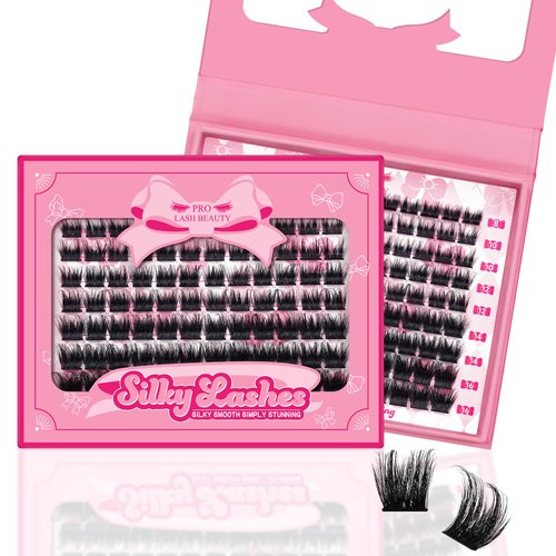 Lash Clusters, 108 Pcs Individual Lashes Soft Cluster Lashes DIY Lash Extension 8-16mm Eyelash Clusters Volume Wispy Lashes Super Thin Band Reusable(Mild,D-8-16mix)