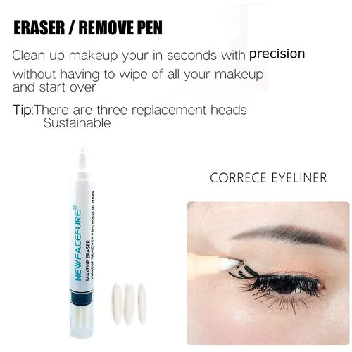 Makeup Remover Eraser Pen, Newfacefure Eye Make Up Corrector, Easy to Remove and Correction Magnetic Eyeliner Fixer, Extract for Sensitive Skin Original