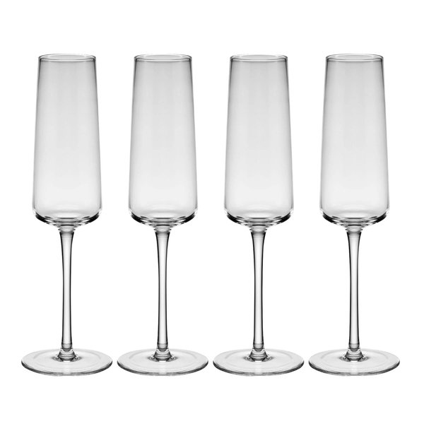 Mikasa Cora Glassware, Set of 4 Flute, Clear