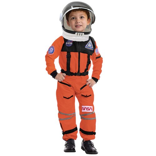Spooktacular Creations Astronaut Costume with Helmet, Space Suit for Kids and Toddler with Movable Visor Helmet, Kids Astronaut Costume for Halloween Costumes Party Favor Supplies Orange S