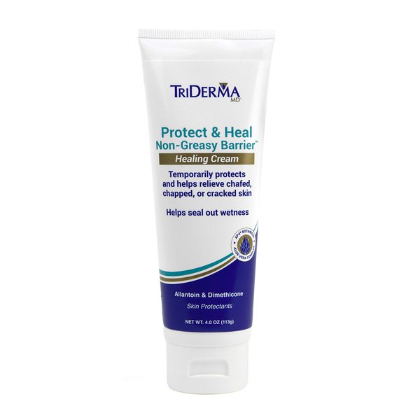 TriDerma Protect & Heal Non-Greasy Moisture Barrier Skin Protectant Incontinence Cream for Adult Diaper Rash, Chafing, Redness, Sensitive Skin with Dimethicone, Aloe Vera, FSA Eligible 4 oz