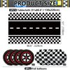 PIXHOTUL Race Car Party Decorations - 3 Pcs Checkered Race Track Tablecloths, 8 Pcs Foil Race Car Balloons Black Checkered Flag Table Cover for Kids and Adults Race Car Birthday Party Supplies