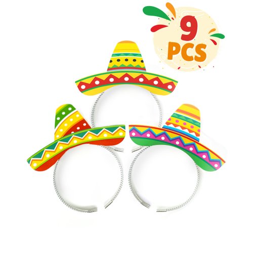 Joyousa Party Hats, 9 Pack Headband Hats - Cinco De Mayo Party Supplies Decorations Fiesta Party Supplies Mexican Fiesta Party Favors Props