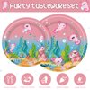 iPartyGo Axolotl Birthday Plates Napkins - 96 PCs Pink Forks Party Supplies Cartoon Cute Reptile Animals Disposable Tableware Set Favors Serves 24 Guest Girls Kids Happy Birthday Party Decorations