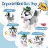 Walking Husky Barking Dog Toy for Child Kid Licking Talking Dog with Leash, Interactive Puppy that Barks Tail Wagging Plush Robot Dog Singing Electric Pet Pretend Dog Dress Up Christmas Boy Girl Gift