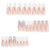Long Press on Nails Coffin BAOYAALIN, White Fake Nails with 3D Flowers Rhinestones Design Gel Glue on Nails for Women Girls Full Cover Acrylic Artificial False Stick on Nail for Wedding
