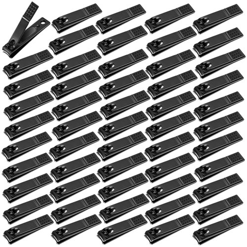 AVERZELLA 60-Pack Toenail Clippers in Bulk, Individually Wrapped Nail Clippers Pack Ultra Sharp Nail Cutter Set Straight Edge, Flat Toenail Clippers Pack for Women Men Seniors Homeless Care(Black)