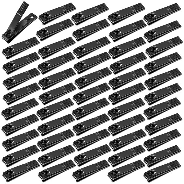 AVERZELLA 60-Pack Toenail Clippers in Bulk, Individually Wrapped Nail Clippers Pack Ultra Sharp Nail Cutter Set Straight Edge, Flat Toenail Clippers Pack for Women Men Seniors Homeless Care(Black)