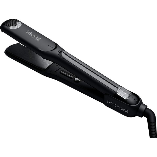Black Titanium Flat Iron, 450°F Max - Regis DESIGNLINE, Powered by Croc- Professional Hair Iron Straightener with Auto Shut Off