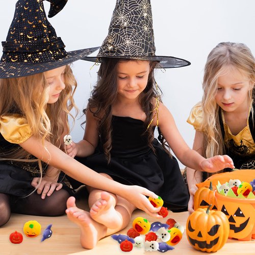 ArtCreativity Halloween Mochi Squishy Toys for Kids - Set of 24 Mini Mochi Squishies Toys - Fun Halloween Classroom Party Favors - Bulk Halloween Squishy Toys for Boo Basket Fillers