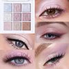 FLYEEO Pink Purple White Glitter Shimmer Sparkle Eye Shadow Palette Makeup, Warm Pastel 9 Colors EyeShadow Palette,Colorful Long Lasting Waterproof Naturing-Looking (ice glitter)