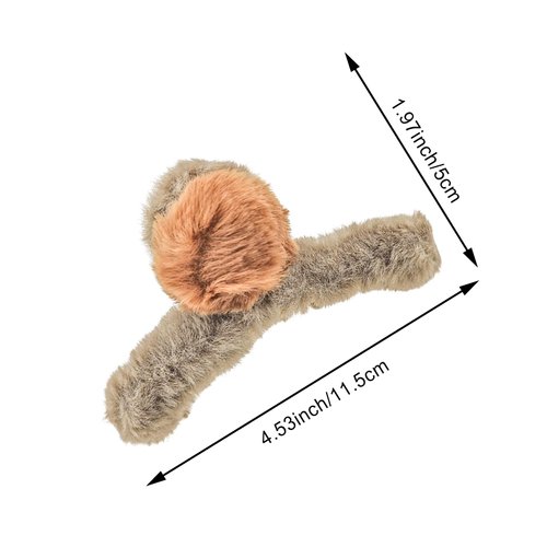 4 PACK Pom Pom Faux Fur Hair Clip, Fur Claw Clips for Women, Aesthetic Claw Clips For Thick Hair Clips Kawaii Hair Clips, Strong Hold Non-Slip Hair Clamp