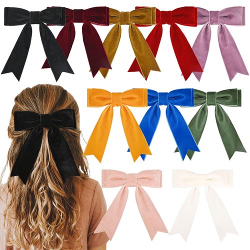 10Pcs 5" Velvet Hair Bows Girls Hair Clips Ponytail Holder Accessories for Women Girls Toddlers
