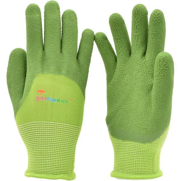 G & F Products 2040-2G JustForKids Premium MicroFoam Texture Coated Kids Garden Gloves, Kids Work Gloves, Yellow/Green, 1 Pair
