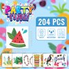 EMOME 204 Sheets Kids Tattoos Luau Beach Party Decorations, Individually Wrapped Glitter Tattoos for Kids Pool Party Favors Supplies, Hawaiian Beach Themed Decor Goody Bag Stuffers for Kids