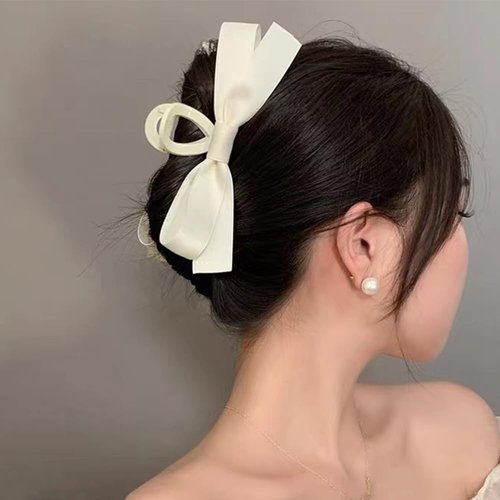 Bow Hair Clips Claws for Women Girls Bowknot Hairpin Hairclip for Teen Girl Hiairpin Hairclip Strong Hold Vintage Hair Barrettes Accessories for Women Girls White Hair Bows Claw for Thick Thin Hair