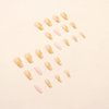 MISUD Long Coffin Press on Nails Ballerina Fake Nails Bling Gold Glitter Artificial Acrylic Nails Glossy Glue on Nails Elegant Nude Pink Gel Stick on False Nails with Design 24 pcs