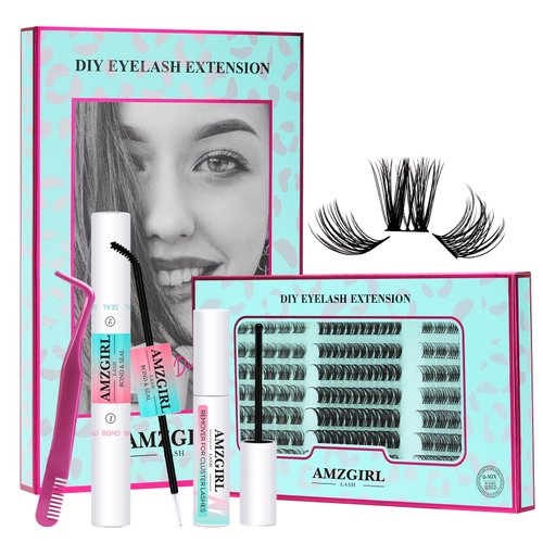 Lash Extension Kit Eyelash Clusters Individual Lashes Extensions Kits With Cluster Lashes Wispy, Lash Bond & Seal, Lash Remover,Applicator at Home Lash Extensions Kit(SMH04,C-Mix8-16mm kit)