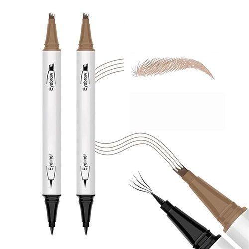 Eyebrow Makeup Kit, 2 Eyebrow Pencils, 2-in-1 Eyeliner and Eyebrow color (Light Brown, 2pcs)