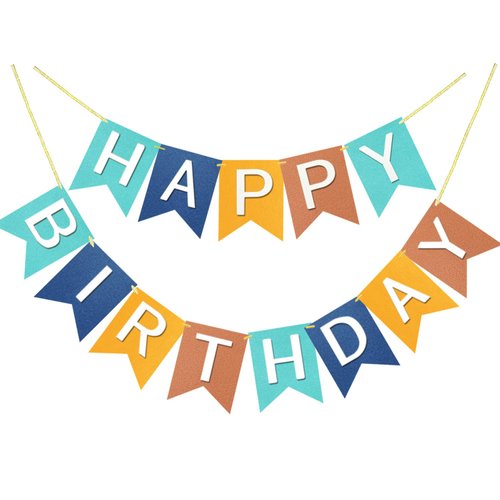 Blue Orange Happy Birthday Banner Theme Birthday Party Supplies Handmade Pre-Strung Garland Decorations Boys Birthday Exquisite Signs Nursery Hanging Decor 13pcs