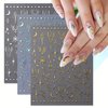 Moon Star Nail Stickers 8 Sheets 3D Nail Art Stickers Self-Adhesive Metallic Nail Decals Shiny Laser Nail Designs Gold Silver Nail Supplies Sun Moon Heart Nail Accessories for Women Nail Decorations
