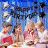 Blue and Black Birthday Decorations for Men, Navy Blue Birthday Party Supplies with Banner, Fringe Curtain, Star Foil Balloons for 13th 16th 18th 21st 25th 30th 40th 50th 60th Birthday Decorations