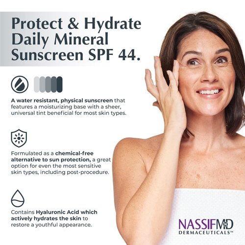 NassifMD Protect and Hydrate SPF44 | Universal Tinted Moisturizer SPF | BB Cream Tinted Moisturizer with SPF | Whipped Sunscreen with Hyaluronic Acid