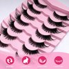LoveOurHome 7 Pairs Fake Eyelashes Fluffy False Eyelashes Cat Eye Faux Mink Wispy Lashes Natural Look Lash Extension Eye Lashes 6-21mm 6D Volume Strips False Lashes with Tweezer for Women Teen Girls
