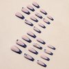 DANMANR Long Press on Nails Square French Fake Nails Full Cover Nude Acrylic False Nails for Women and Girls 24PCS (Blue Butterfly)